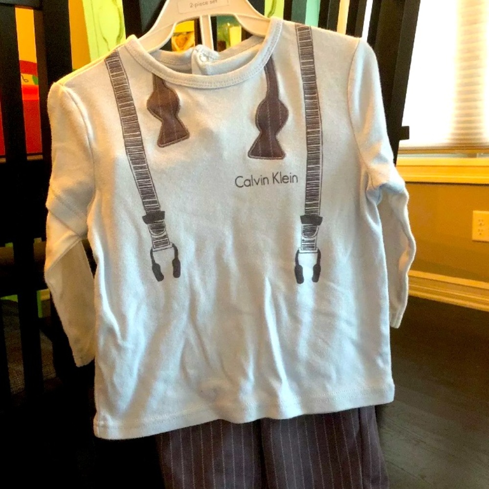 Calvin Klein Toddler Outfit 24M Twofer Long Sleeve Tee with Pull On Pants